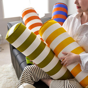 Oreiller apaisant en velours rayé amovible, <span class=keywords><strong>coussin</strong></span> de dossier <span class=keywords><strong>cylindrique</strong></span> <span class=keywords><strong>pour</strong></span> canapé - Product Image 1