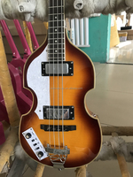 Guitare Basse Électrique Grote Haute Qualité Érable Flammé, Forme Violon pour Gaucher, Guitares Électriques