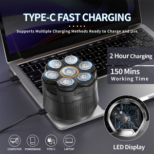Afeitadora Magnética 7D para Hombres, Impermeable IPX6, Uso en Seco y Húmedo, Rotatoria, Recargable por USB, Pantalla LED, Diseñada con Siete Cuchillas Únicas - Product Image 5
