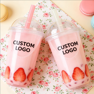 Vasos Desechables de Plástico PP Transparente de 24oz, Personalizados con Impresión UV, con Tapas y Pajitas, 90mm - Product Image 5