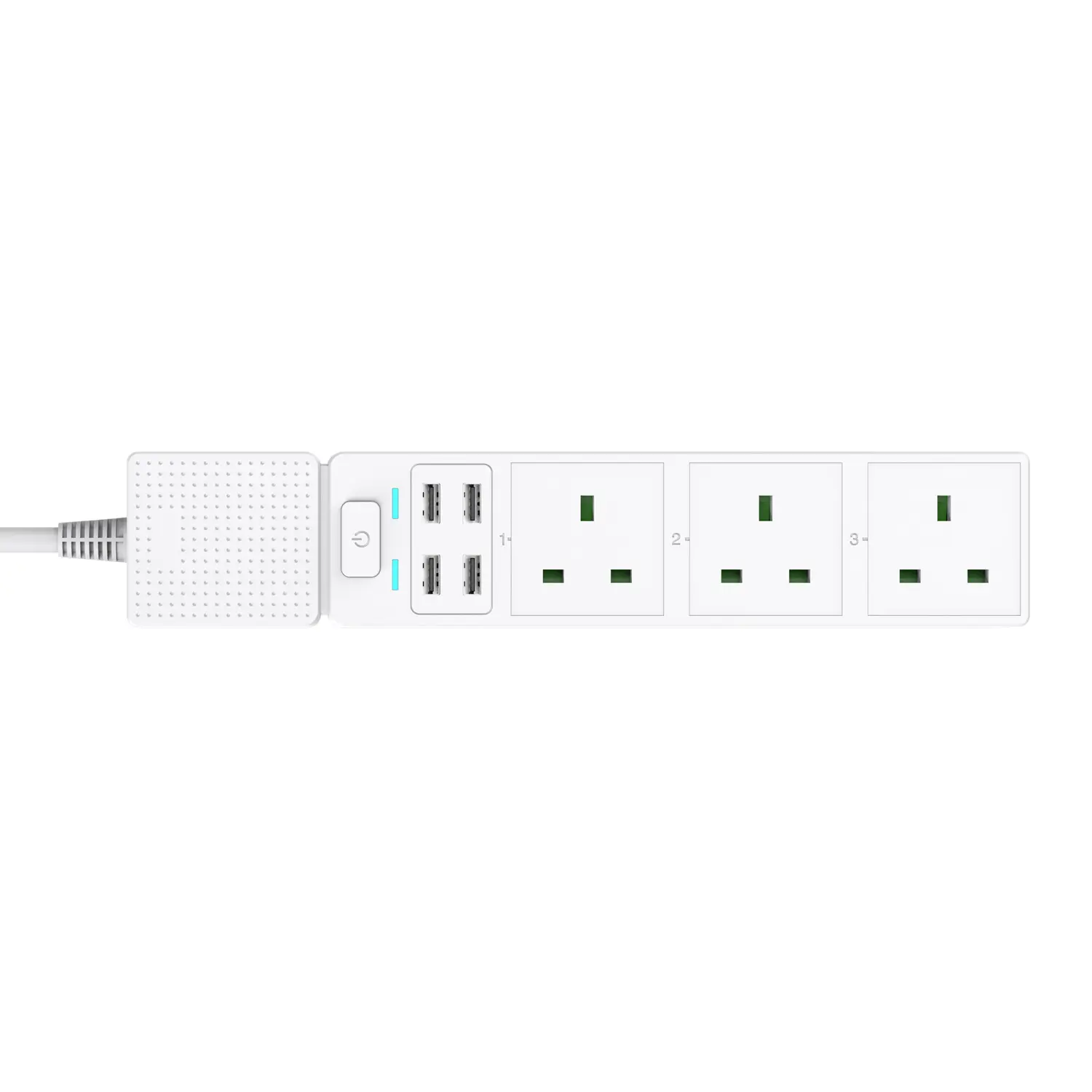 UK WiFi Smart Surge Protector with 3 Smart Plugs 4 USB Ports Extension Cord Work with Alexa Google Assistant flat Power Strip