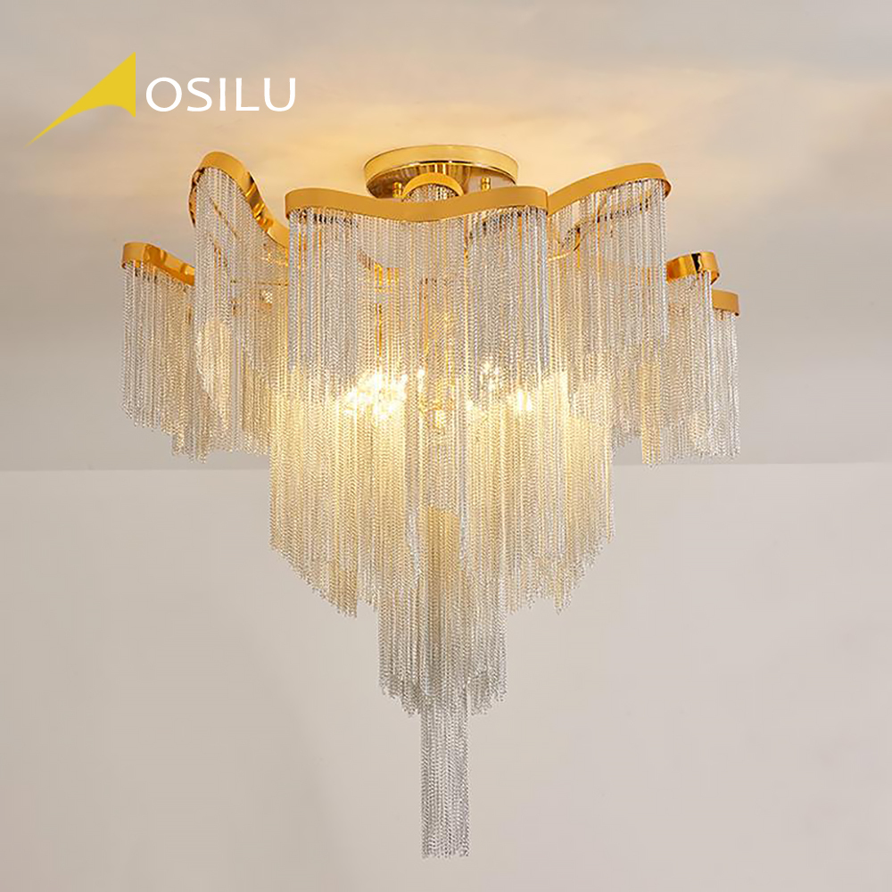 Hot Selling Products 2025 Aluminum Chain Tassels Chandelier Ceiling Light Led Ceiling Lights for Living Room