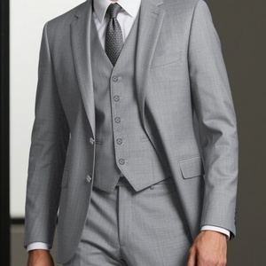 Trajes de Novio de Dos Piezas en Negro y Gris, Diseño Nuevo, Transpirables, para Padrinos de Boda - Product Image 4
