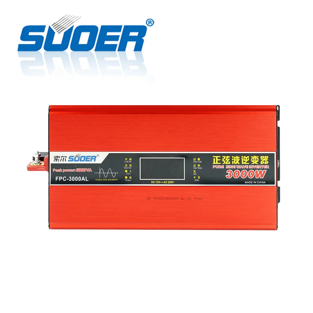 Suoer Inverter Gelombang Sinus Murni, Pelindung Arus Pendek Keluaran Ac 220 W Dc Frekuensi Tinggi 12V 3000 V 3KW