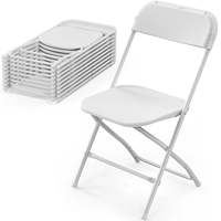 Chaise pliante en plastique blanche portable et imperméable avec pieds en caoutchouc antidérapants pour événements intérieurs et extérieurs, siège empilable