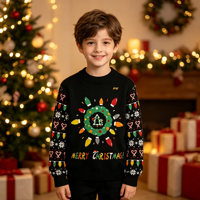 Pull de Noël drôle et mignon avec motif d'arbre de Noël, flocon de neige, renne, Père Noël, col rond, pull ample en tricot, pull moche de Noël