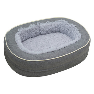 Cama y Cojín para Mascotas de Invierno, Cálida, de Gran Capacidad, Gruesa, Ovalada, con Patrón Sólido y Peludo, de una Pieza, para Perros y Gatos - Product Image 1