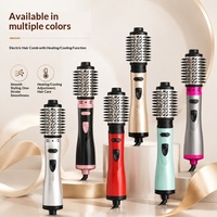 Sèche-cheveux électrique multifonctionnel en céramique de tourmaline, peigne compact, styler portable, double usage, bouclage et lissage des cheveux