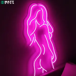 Matt dropshipping裸女女女孩人体艺术丙烯酸定制霓虹灯标牌室内装饰墙安装性感小女孩