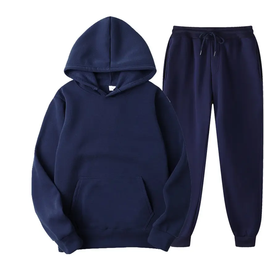 Men Sport Hooded Solid Color Pullover Sweatpants and hoodie set