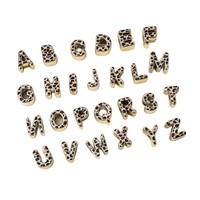 Perles à lettres à grand trou imprimé léopard, consommables pour la création de bijoux, breloques tendance, chaînes de téléphone portable, pendentifs de sac, accessoires vestimentaires