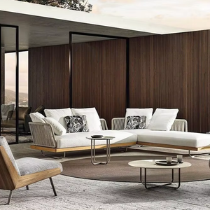 Novo Conjunto de Sofás de Teak para Exterior 2026, Moderno e Impermeável, Móveis de Madeira Sólida com Almofadas - Product Image 1