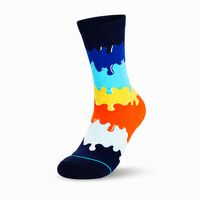 Chaussettes de sport athlétiques personnalisées en jacquard, motif dessin animé, motif peinture goutte à goutte, colorées, streetwear