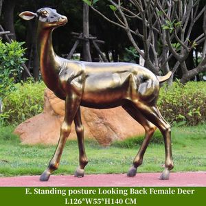 Fábrica al por mayor Ventas de productos al contado Posición dorada Madre Ciervo Mujer Ciervo Estatua Animal Escultura - Product Image 5