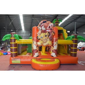 Dễ dàng thiết lập Inflatable Bounce House Combo sân chơi trẻ em bền cho thuê Inflatable lâu đài Safari lâu đài <span class=keywords><strong>bouncy</strong></span> với Slide - Product Image 1