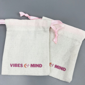Organic Customized Logo Small Twill Cotton Pouch Clothing Shoes Dust Cotton Drawstring <b>Bags</b> - Product Image 4
