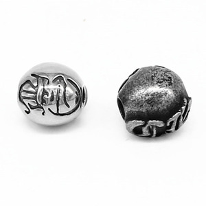 yunnique Retro Six Syllable Mantra 10mm Stainless Steel Bead Round <b>Spacer</b> For Bracelet Making Jewelry Findings Components - Product Image 1