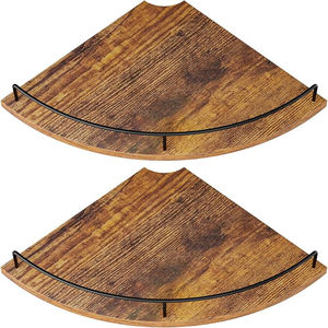 Étagère d'angle suspendue en bois brun campagnard, <span class=keywords><strong>casier</strong></span> autoportant avec garde-corps, niveau unique, grande capacité, durable, pour salle de bain et <span class=keywords><strong>cuisine</strong></span> - Product Image 1