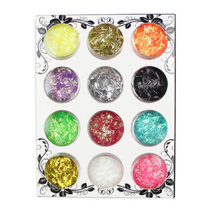 SunelPort 3D Shiny Nail Art Sequins Brushed Strip 12 Warna Laser Dekorasi Kuku Panjang Kristal Lumpur Campuran Perekat DIY Alat Tulis - Product Image 6