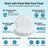 Bouée gonflable coquille avec perles, lit flottant pour adulte, radeau de piscine, jouet aquatique d'été