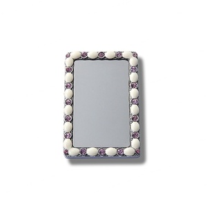 Custom Logo <b>Rectangle</b> Purple Epoxy Sticker Zinc Alloy Single Side Pocket Makeup <b>Mirror</b> - Product Image 1