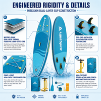 Planche de paddle gonflable (ISUP) personnalisée OEM, robuste, double couche, PVC Fusion, bleu océan, avec accessoires complets et pompe.