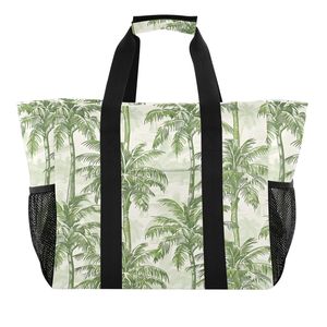 Fashion Palm Tree Print Grocery <b>Bags</b> Reusable <b>Beach</b> Tote <b>Bag</b> Top Handle <b>Foldable</b> Custom Printed Shopping <b>Bag</b> with Pockets - Product Image 2
