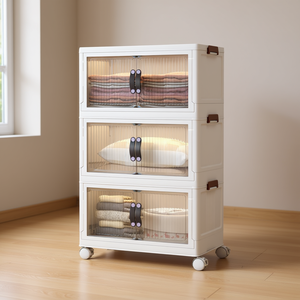 DB Stackable Storage <b>Box</b> 25.5/60 Gal Three Layer With Magnetic Doors Portable Wardrobe For Clothing <b>Bedding</b> Bathroom - Product Image 2