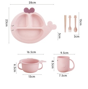 6件套儿童麦草喂养训练碗婴儿分离餐盘儿童餐具套装 - Product Image 6