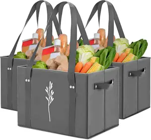 Promotional Heavy Duty foldable Washable Canvas Tote Shopping Bags Reusable Grocery Bags