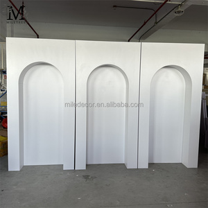 MILE Popular - Juego de 3 Piezas de <span class=keywords><strong>Fondo</strong></span> Rectangular Blanco para Arco, Decoración de <span class=keywords><strong>Fondo</strong></span> para Escenario de Boda de PVC Acrílico - Product Image 4