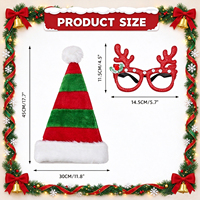 Ensemble de lunettes et bonnet de Père Noël rouge et vert pour adulte – Accessoires de costume festifs, accessoires photo, fournitures de fête