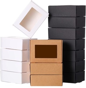 Caja <span class=keywords><strong>de</strong></span> Cartón Kraft Blanca/Negra Personalizada <span class=keywords><strong>de</strong></span> Fabricante Directo con Ventana <span class=keywords><strong>de</strong></span> PVC para Dulces/Galletas/Jabón - Product Image 4