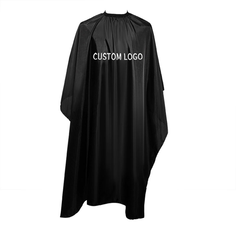 Парикмахерская Высококачественная Черная накидка из полиэстера с индивидуальным логотипом Парикмахерская накидка