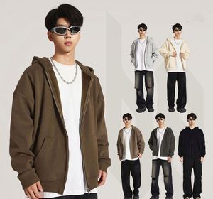 H5417 New Arrivals Custom Heavyweight 420g <b>Fleece</b> <b>Liner</b> Zipper Hoodies Plain Oversized Zip up Hoodies - Product Image 1