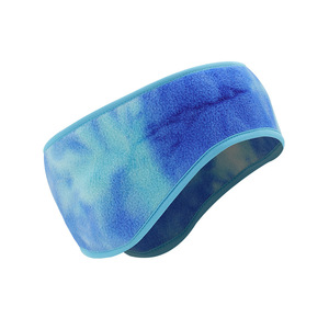 Fleece <b>Headband</b> With Ear Flaps Navy Blue And Sky Blue Tie Dye Pattern For Running Cycling Winter <b>Sports</b> Accessories - Product Image 1