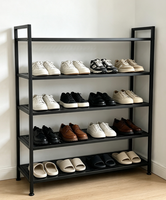 Étagère à chaussures en métal robuste avec cadre en acier solide, étagères renforcées, organisateur de rangement multifonctionnel pour la maison et le garage