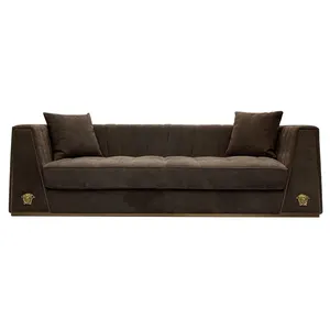 Fornitore della cina mobili di lusso europei casa divani singoli in velluto marrone set di divani rettangolari realizzati per l'italia