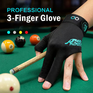 PREPARATE Second Skin - Guante de Billar de 3 Dedos para Mano Izquierda, Transpirable, para Snooker, Color Negro, Amarillo, Rojo y Azul - Product Image 1