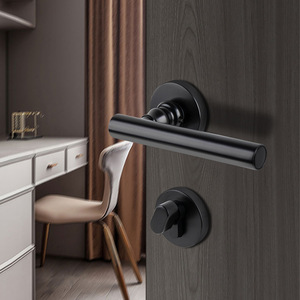 Kunci pegangan pintu kuningan Modern-gagang pintu kamar Interior perunggu Prancis dengan desain magnetik senyap untuk rumah Hotel - Product Image 5