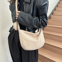 Sac en toile minimaliste uni grande capacité, tendance automne/hiver 2024, style coréen, simple, à bandoulière unique, avec fermeture éclair, petit sac