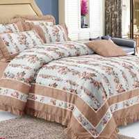 Ensemble de housse de couette de style vintage, de bonne qualité, 6 pièces, comprenant 1 housse de couette, 1 drap et 4 taies d'oreiller