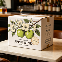 Boîte à vin en carton biodégradable avec impression dorée personnalisée, motif fleur de pommier, livraison express 72H, emballage cadeau en papier cartonné