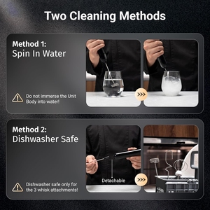 Fouet <span class=keywords><strong>mousseur</strong></span> à lait à vitesse variable, baguette de <span class=keywords><strong>mousseur</strong></span> à café rechargeable avec double fouet détachable - Product Image 5
