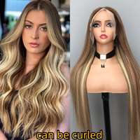 Extensions de cheveux Balayage bruts à cuticule alignée blond cendré Highlight os droit perruque de cheveux humains brésiliens avec devant en dentelle Vente en gros