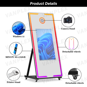 Grande <span class=keywords><strong>Specchio</strong></span> <span class=keywords><strong>Magico</strong></span> Sottile per Selfie con Schermo Touch da 32 43 Pollici e Cornice LED, Predisposto per Fotocamera e Stampante, Flight Case Incluso - Product Image 2