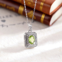 Colliers pendentifs carrés à double halo en topaze bleue ovale 6*8mm, en argent 925, bijoux en pierres précieuses colorées, pierre naturelle pour femme