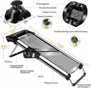 Wholesale Manual Multi-Function Mandolin Slicer Kitchen Adjustable Stainless Steel Foldable Portable Handheld Fruit <b>Vegetable</b> - Product Image 3