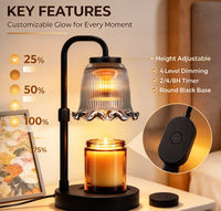 Lampe chauffe-bougie avec minuterie et variateur d'intensité : 3 modes de minuterie, 35W, sécurité anti-brûlure, 4 niveaux de gradation, ambiance romantique - Chauffe-cire