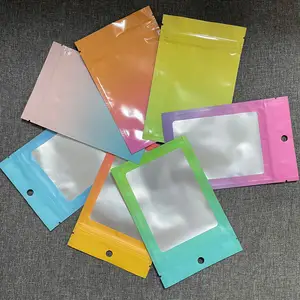 100pcs Custom Logo Small Resealable Holographic Bopp Packaging Zip Lock Transparent Plastic Bag With Logo Zipper For Packaging